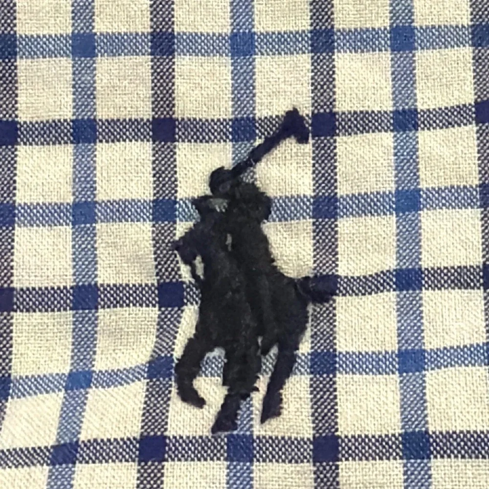 Polo Ralph Lauren Boys Blue Check Natural Stretch Button Down Shirt L 14-16